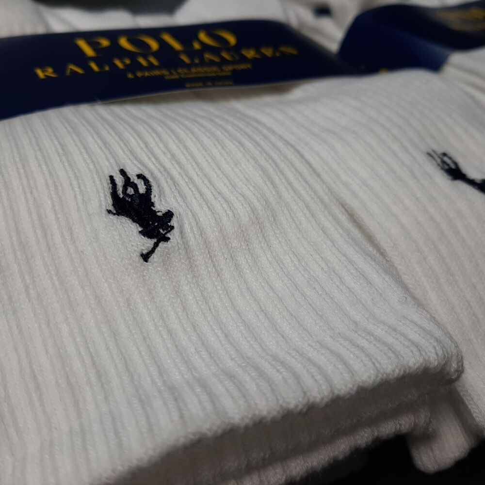 Polo Ralph Lauren Socks Mens White 6 Pairs Classic Sport PRL ZP821005PK6N BUNDLE - Picture 3 of 9